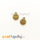 Charms / Elements 12.5mm Metal - Smiley - Bronze - Pack of 2 Charms / Elements 12.5mm Metal - Smiley - Bronze - Pack of 2
