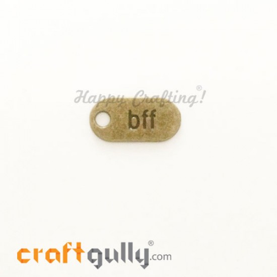 Charms / Elements 26mm Metal - Sentiment Tag BFF - Bronze - Pack of 1