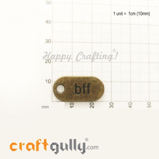 Charms / Elements 26mm Metal - Sentiment Tag BFF - Bronze - Pack of 1 Charms / Elements 26mm Metal - Sentiment Tag BFF - Bronze - Pack of 1