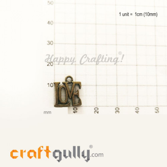 Charms / Elements 15mm Metal - Sentiment Love - Bronze - Pack of 1 Charms / Elements 15mm Metal - Sentiment Love - Bronze - Pack of 1