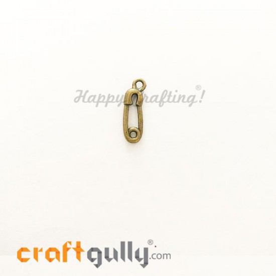 Charms / Elements 19mm Metal - Sewing Safety Pins - Bronze - Pack of 2