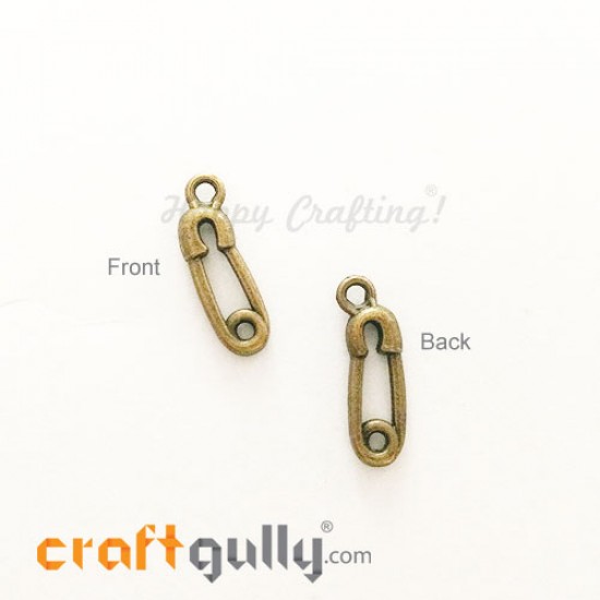 Charms / Elements 19mm Metal - Sewing Safety Pins - Bronze - Pack of 2 Charms / Elements 19mm Metal - Sewing Safety Pins - Bronze - Pack of 2