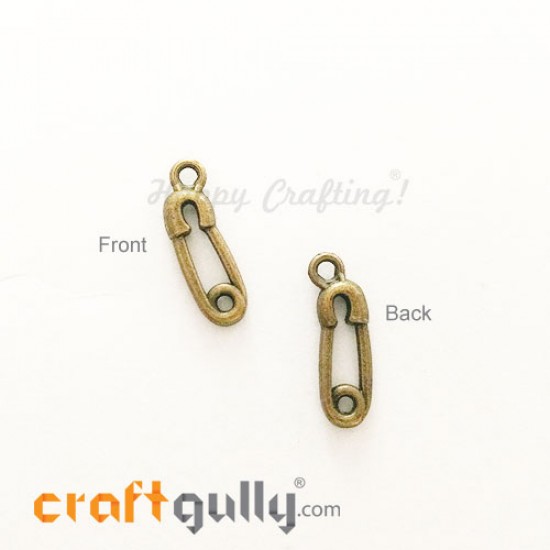 Charms / Elements 19mm Metal - Sewing Safety Pins - Bronze - Pack of 2