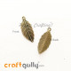 Charms / Elements 31mm Metal - Leaf #2 - Bronze - Pack of 1