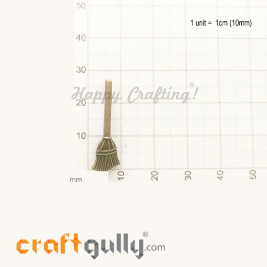 Charms / Elements 32mm Metal - Broom - Bronze - Pack of 1 Charms / Elements 32mm Metal - Broom - Bronze - Pack of 1