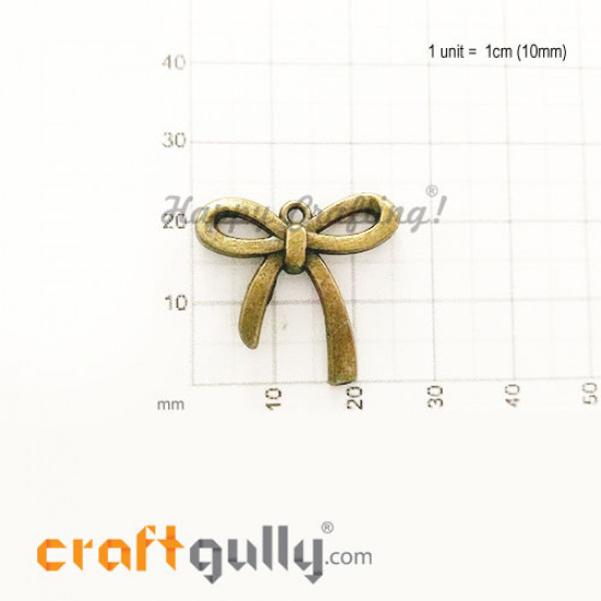 Charms / Elements 24mm Metal - Accessory Bow #2 - Bronze - Pack of 1 Charms / Elements 24mm Metal - Accessory Bow #2 - Bronze - Pack of 1