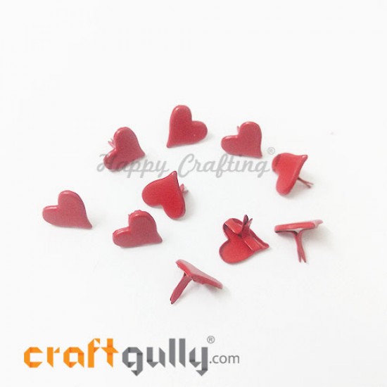 Brads 11mm Heart - Red - 10 Brads Brads 11mm Heart - Red - 10 Brads