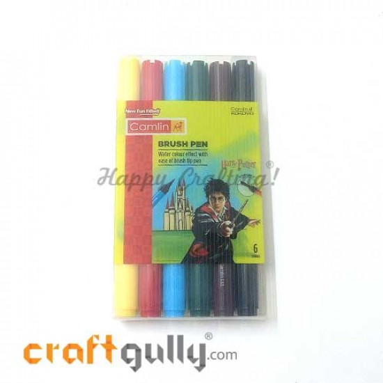 Camlin Brush Pens - Set of 6 Assorted Shades