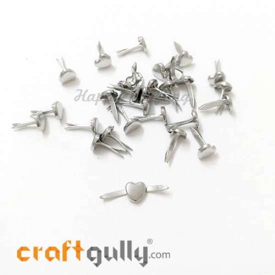 Brads 5mm Heart - Silver - 20 Brads Brads 5mm Heart - Silver - 20 Brads