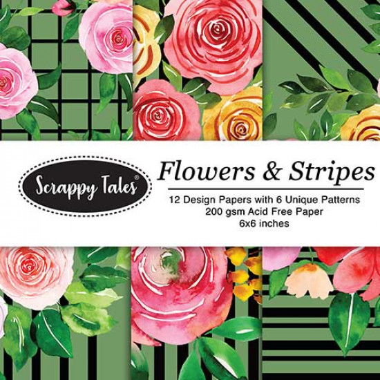 Pattern Papers 6x6 - Flowers & Stripes - Pack of 12