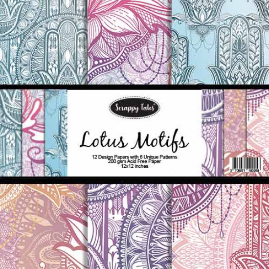 Pattern Papers 12x12 - Lotus Motifs - Pack of 12