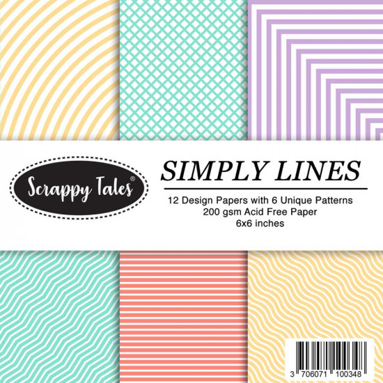 Pattern Papers 6x6 - Simply Lines - Pack of 12